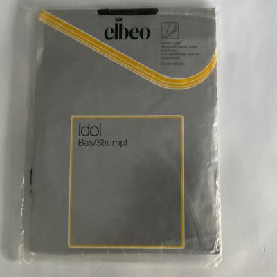 Vintage BLACK Elbeo Idol 20 Denier plain knit nylon stockings size 8 1/2  RHT