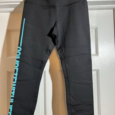 Fitwear joggers  Black Leggings Size XS Teal Blue Lettering