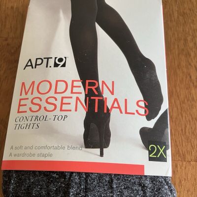 LOT of 2 NEW Pairs of Women’s Plus Size (2X) Apt. 9 Control-Top Tights, Charcoal