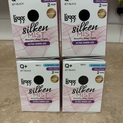 4 New Boxes L’eggs Silken Mist Tights Size Q+