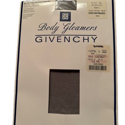 Givenchy Body Gleamers Pantyhose Size C Large Silver Fox Control Top Sheer Leg