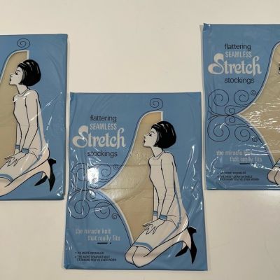 VINTAGE Merry Maid-Demi Toe Stretch-Off White-3 pair-Sz10.5-11M *NEW