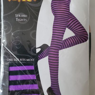 Spirit Back Purple and Black Striped Tights New in Package Black