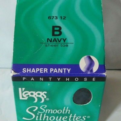 Leggs Smooth Silhouettes Body Shaping Sheer Toe Pantyhose - Navy - Size B