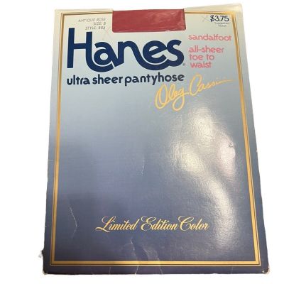 Hanes Oleg Cassini pantyhose antique rose size B 885 Ultra sheer Sandalfoot