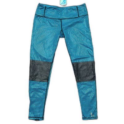 $128 New Body Rock Sport Workout Pants Moto Leggings Turquoise Ankle Zipper SZ L