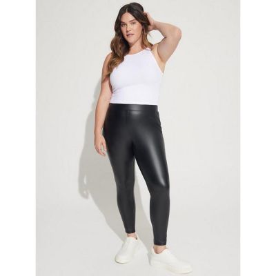 Torrid Women's Plus Size Black Signature Waist Faux Leather Leggings - 4 (4X)