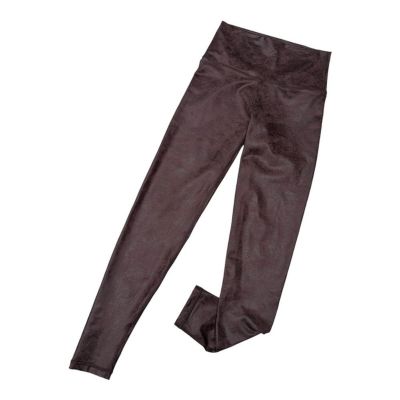 Aerie Offline Womens S The Hugger High Waist Brown Faux Leather Crackle Leggings