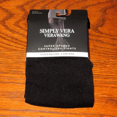 Simply Vera Vera Wang Super Opaque Control Top Tights Black, Size 5, 90 Denier