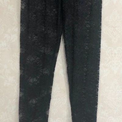 Black Sheer Floral Pattern Small / Medium Stretch Leggings