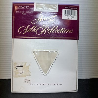 Hanes Pantyhose Silk Reflections 716 Silky Sheer Reinforced Toe Size EF  Pearl