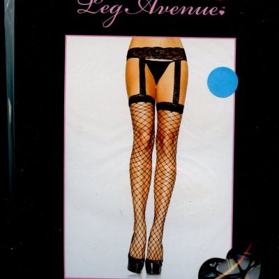 Leg Avenue 1769 or 1769Q Fence Net Lace Top Stockings w Attached Lace Garterbelt