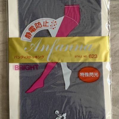 Vintage Anfanna Panty Hose No 623 Nylon Gray Bright Made In Japan One Size