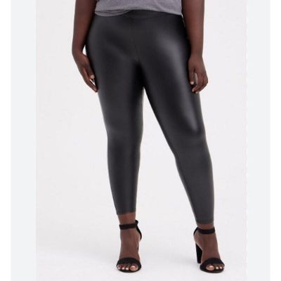 Torrid Full Length Signature Waist Faux Leather Legging Size 2X Black