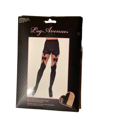 Leg avenue opaque illusion garter belt tights with front and back bow