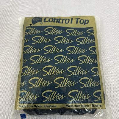 Vintage-Silkies Shapely & Control Top Pantyhose Medium Nylon 070208 Jet Black