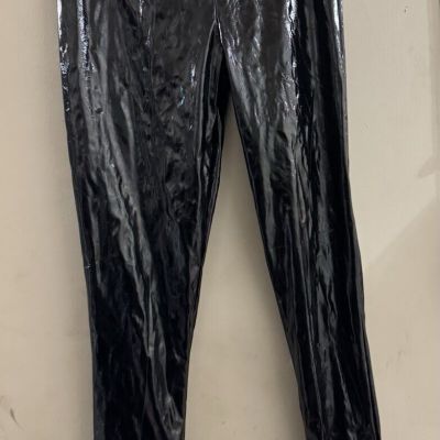 Boohoo Black High Shine Waisted Skinny Wet Look Leggings Pant 6 pull on
