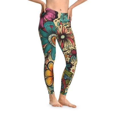 FLOWERS LEGGINGS FASHION STYLE LEGGINGS-BOLD DESIGNER LEGGINGS-FLORAL YOGA PANTS