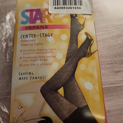 Star Power by Spanx Nouveau Patterned Shaping Tights Black Size D