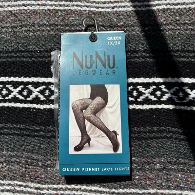 NWT NU & NU LEGWEAR BLACK FISHNET TIGHTS SIZE 1X/2X QUEEN