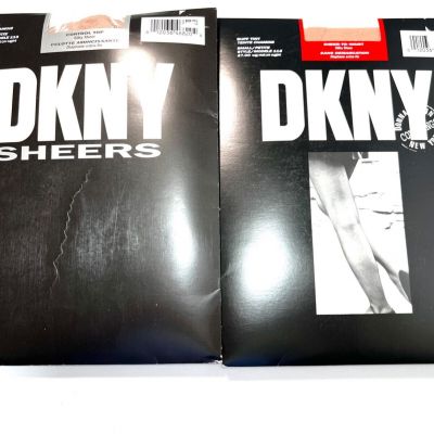 DKNY Lot Control Top & Silky Sheer Sz Small Buff Tint Pantyhose