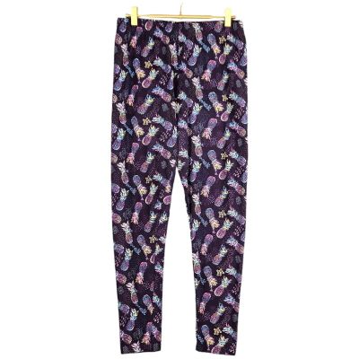 SweetLegs Plus Size Leggings - Colorful Pineapple Print, Soft & Stretchy Comfort