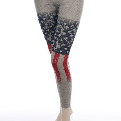 AMERICAN FLAG LEGGINGS Women's Patriotic Superhero Star Workout Pants Sz S - NEW