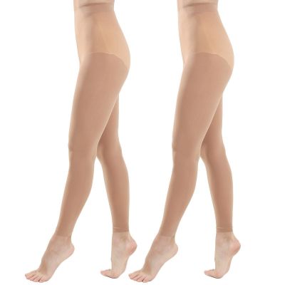 Footless Tights for Women Dance Tights 40 Denier Semi Opaque Pantyhose 2 Pair...