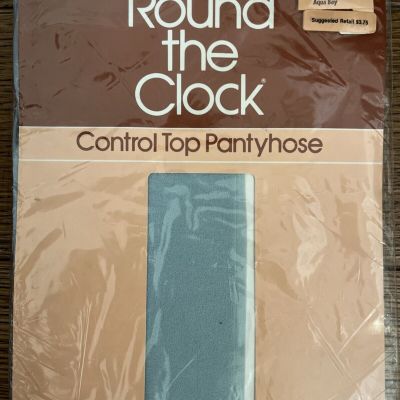 Round The Clock Pantyhose Aqua Bay Blue 130-165 Pounds 5'3