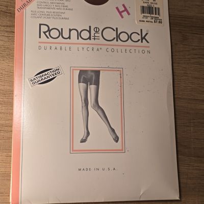 Round the Clock VTG Pantyhose EXTRA FIRM/CONTROL TOP SATIN BEIGE SIZE C Style 86