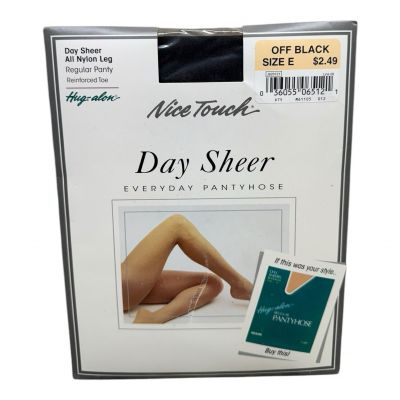 Vintage Sears Nice Touch Day Sheer Hug-alon Pantyhose Off Black E reinforced toe