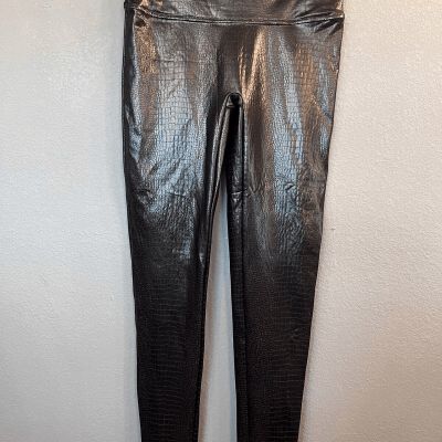 Spanx Brown Croc Faux Leather Leggings XL Compression Slimming