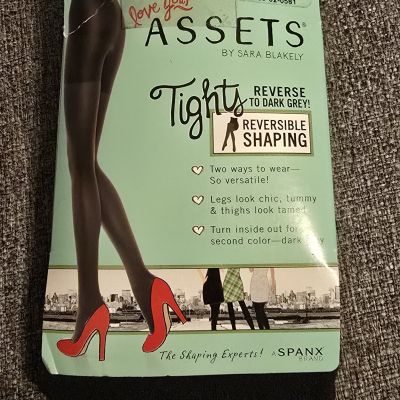 Spanx Assets Black Gray Reversible Shaper Tights Size 2  5'1