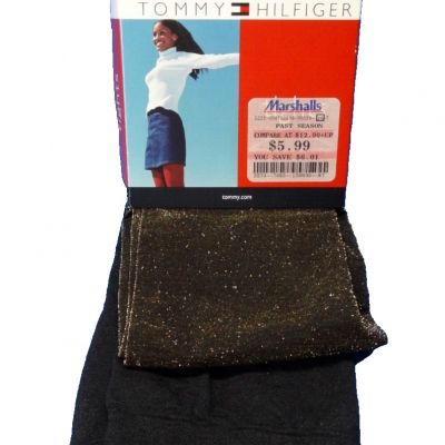 NEW Tommy Hilfiger Tall Tights Stocking Y2K 2000 Gold Dust Black VTG Made in USA