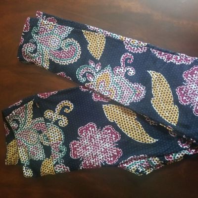 LuLaRoe Leggings OS, Blue/Gold/Red Floral Paisley, NWT