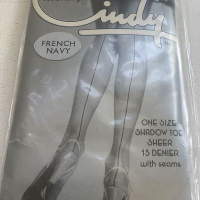 Sheer French Navy Seamed Luxury  Stockings