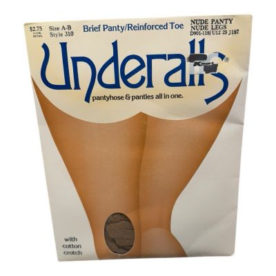 Vintage 1986 Underalls Pantyhose Nude Panty Nude Legs Size AB Style 310 NEW