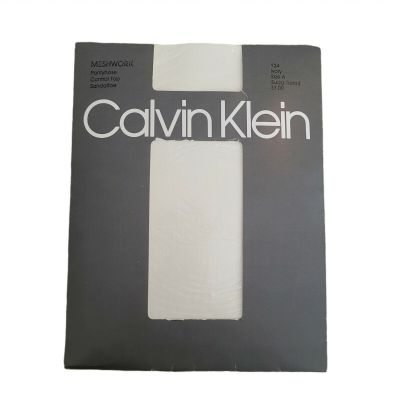 Calvin Klein Meshwork Pantyhose Size A Color IVORY - Sandaltoe 1985 Vintage