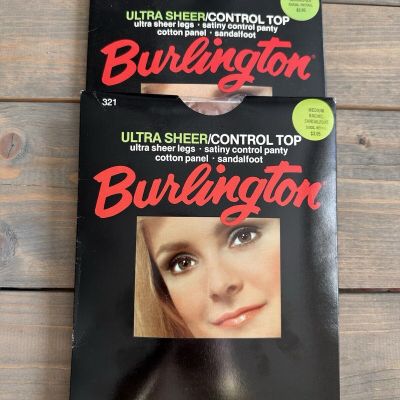 Burlington Ultra Sheer Control Top Rachel Sandalfoot Pantyhose Medium