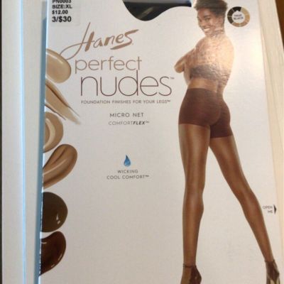 NIB - Hanes Perfect Nudes Sheer Tummy Control Hosiery #PN0003 Size XL Black