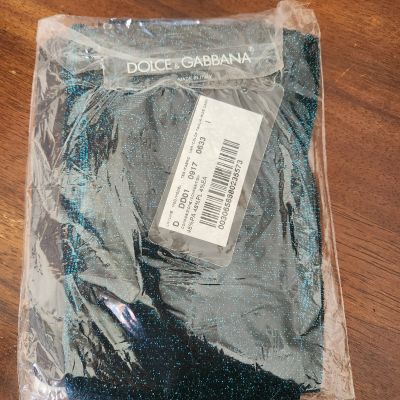 VTG DOLCE & GABBANA Socks Stockings Tights Size 1 New In Package Teal Metallic