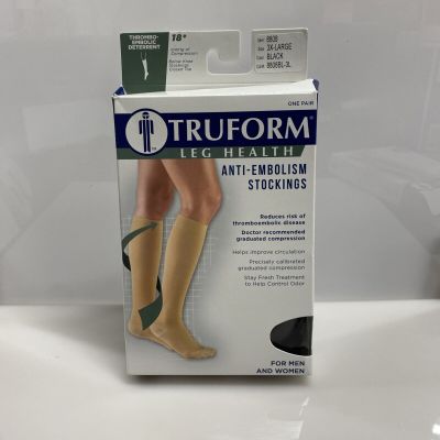 Truform Anti-Embolism Stockings Knee High Closed Toe: 18 mmHg 3XL BLACK