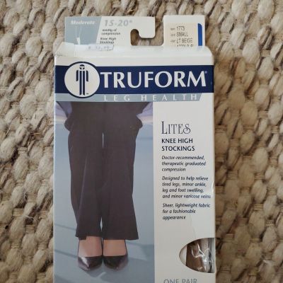 Truform 1773 Compression Knee High Stockings Lites Lt Beige 15-20 mmhg Small