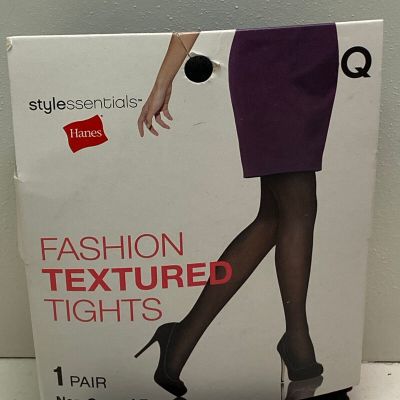 Hanes High Fashion Textured Non-Control Top Black Tights sz. Queen 140-195lb