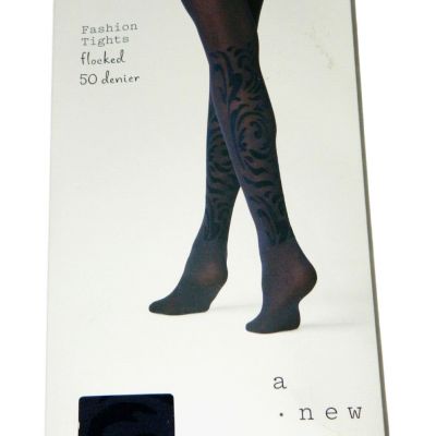 A New Day  - Fashion Tights S/M Flocked 50 Denier (Xavier Navy) 1 Pair