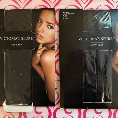 Lot of 2 New  Victoria's Secret VINTAGE Very Sexy Ruched Tulle Legging  BLACK C