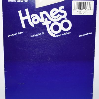 Hanes too Style 117 Pantyhose Sheer Sandalfoot Size CD Pearl