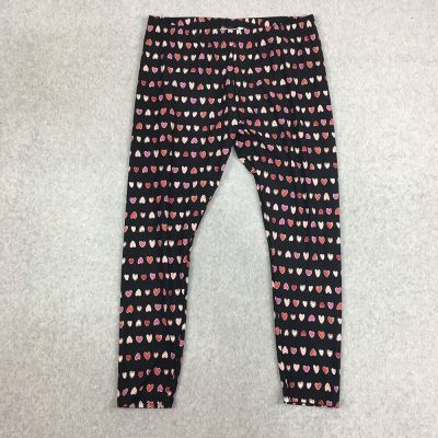 NWT Celebrate Together Leggings Women XL Black Heart Print Stretch Pull On