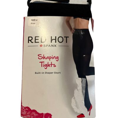 SPANX Red Hot Shaping Waistband Tights Size 4 Black  New- FREE SHIPPING