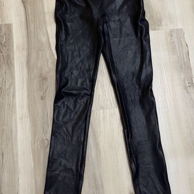 Spanx Black Faux Leather Leggings Size SMALL  EUC